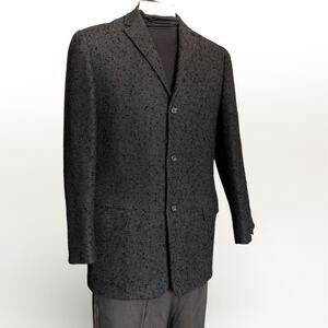 1960s Champion Mod Blazer Danish Harris Tweed Mens Black 3 Button 39L Sport Coat